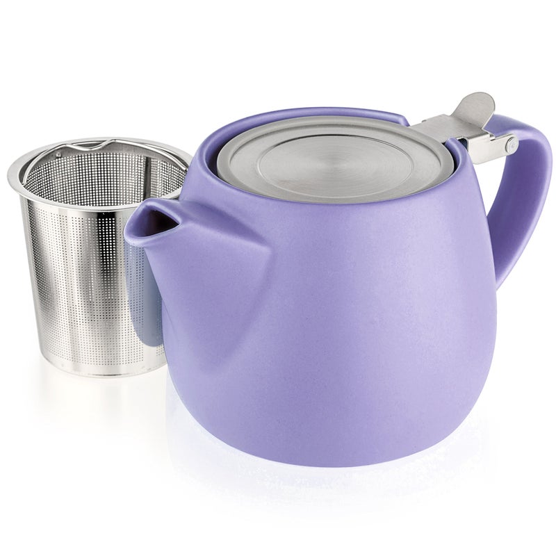 Tealyra - Pluto Porcelain Small Teapot Violet - 18.2-ounce (1-2 cups) - Matte Finish - Stainless Steel Lid and Extra-Fine Infuser To Brew Loose Leaf Tea - 540ml - Image 1